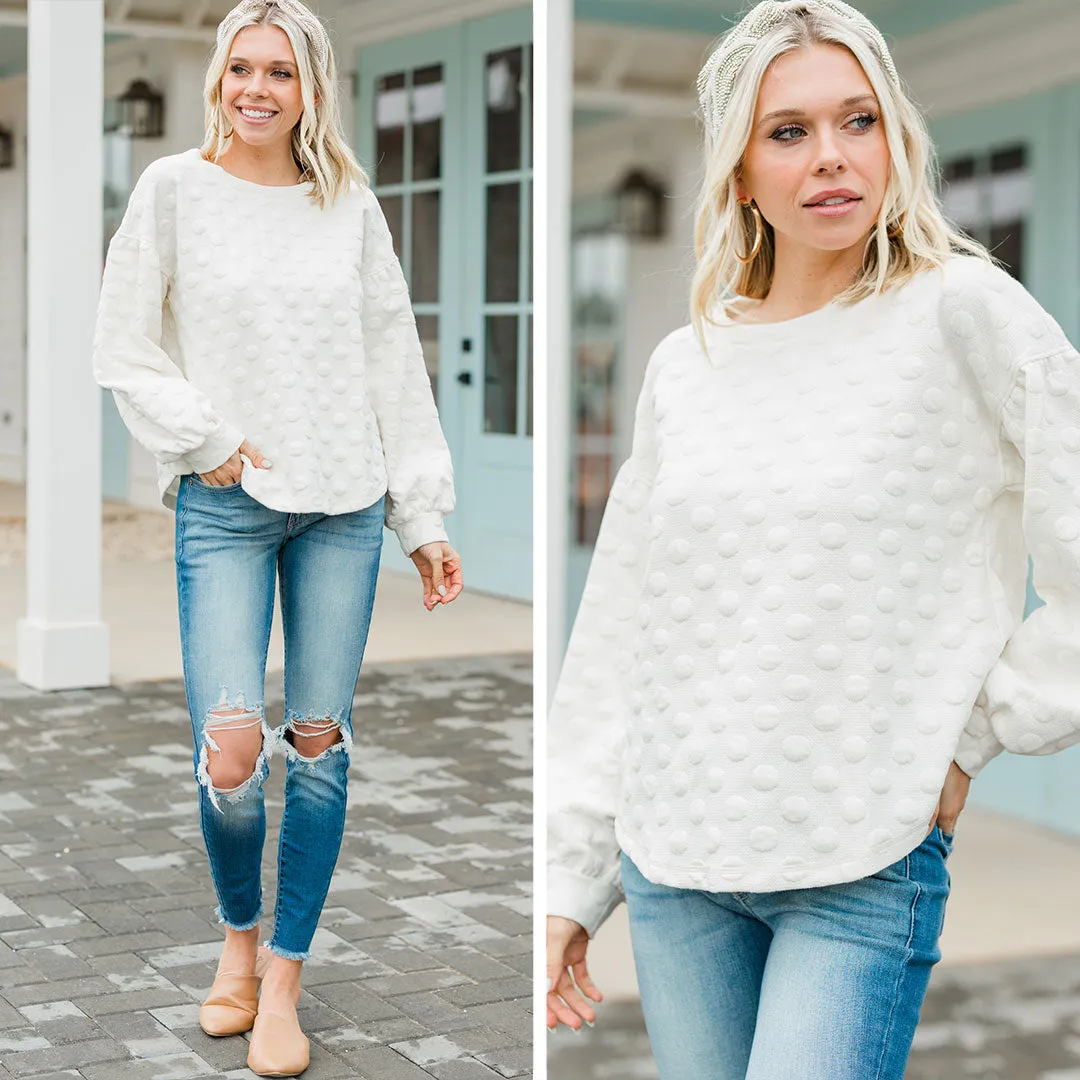 Don't Miss This Cream White Polka Dot Sweater