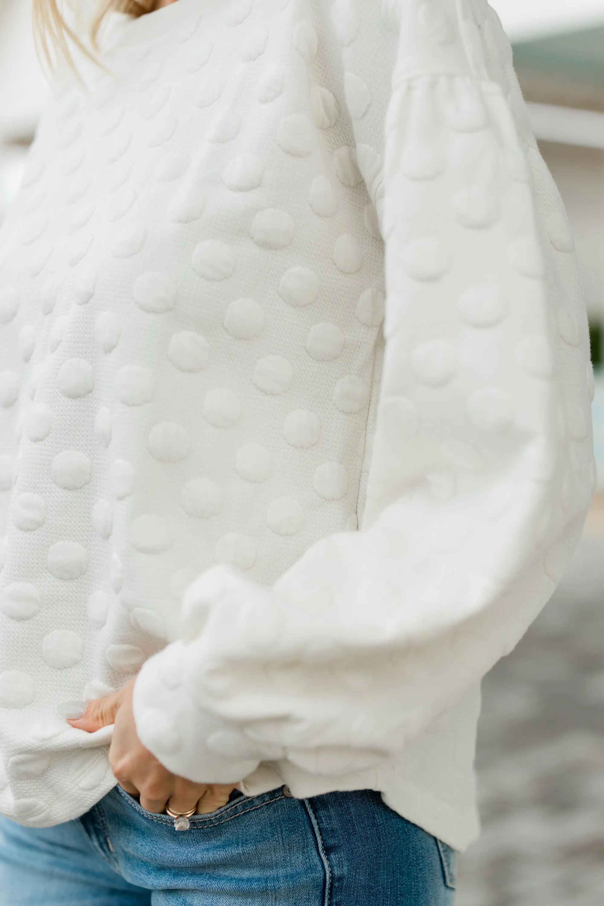 Don't Miss This Cream White Polka Dot Sweater