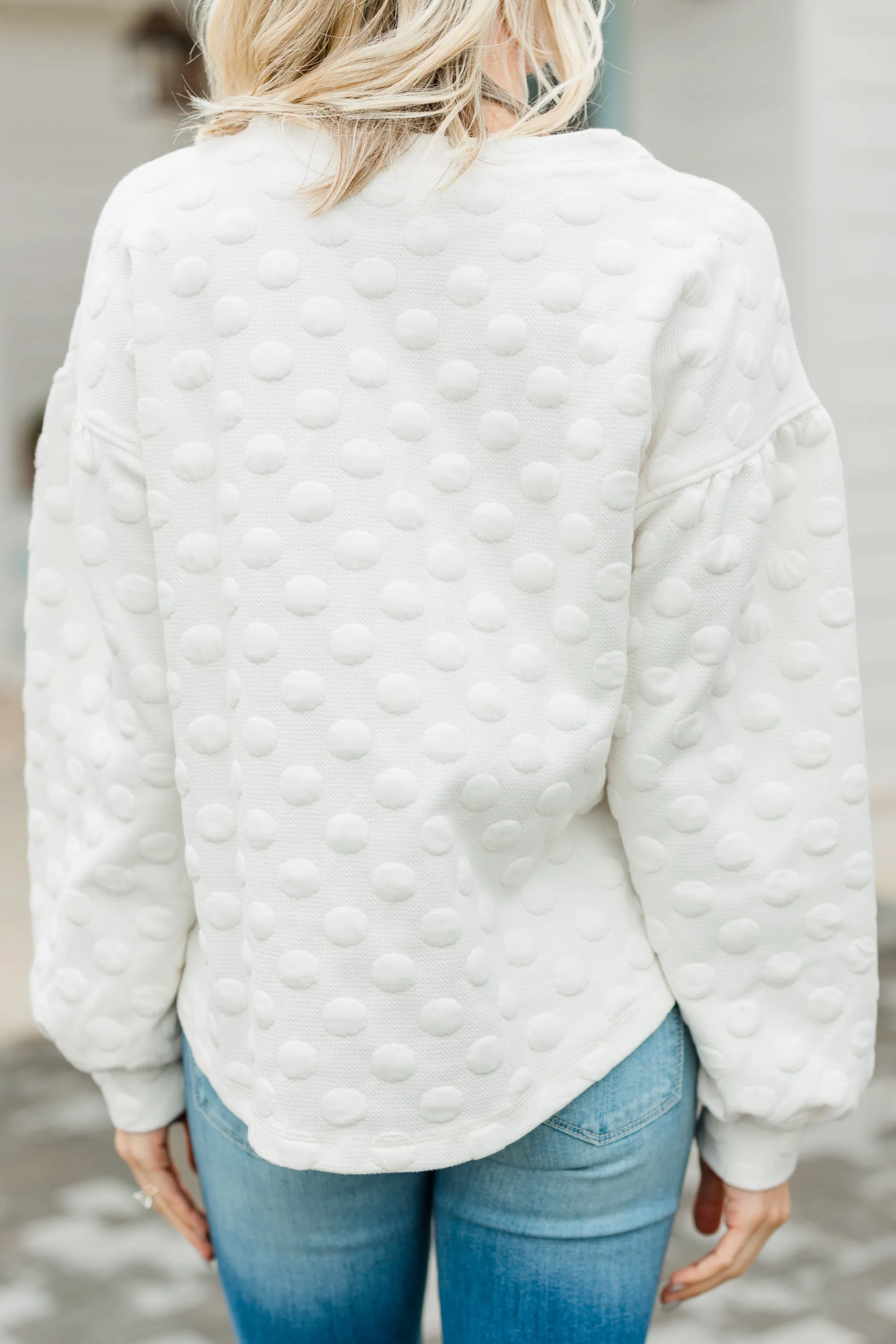 Don't Miss This Cream White Polka Dot Sweater