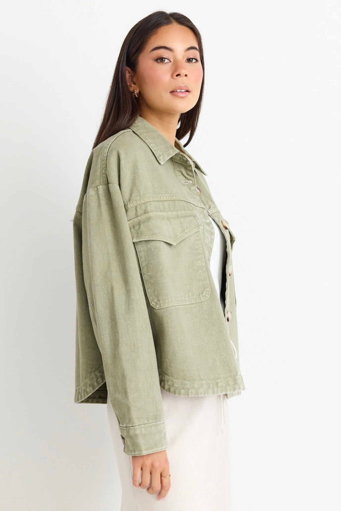 Echo Khaki Patch Pocket Denim Jacket