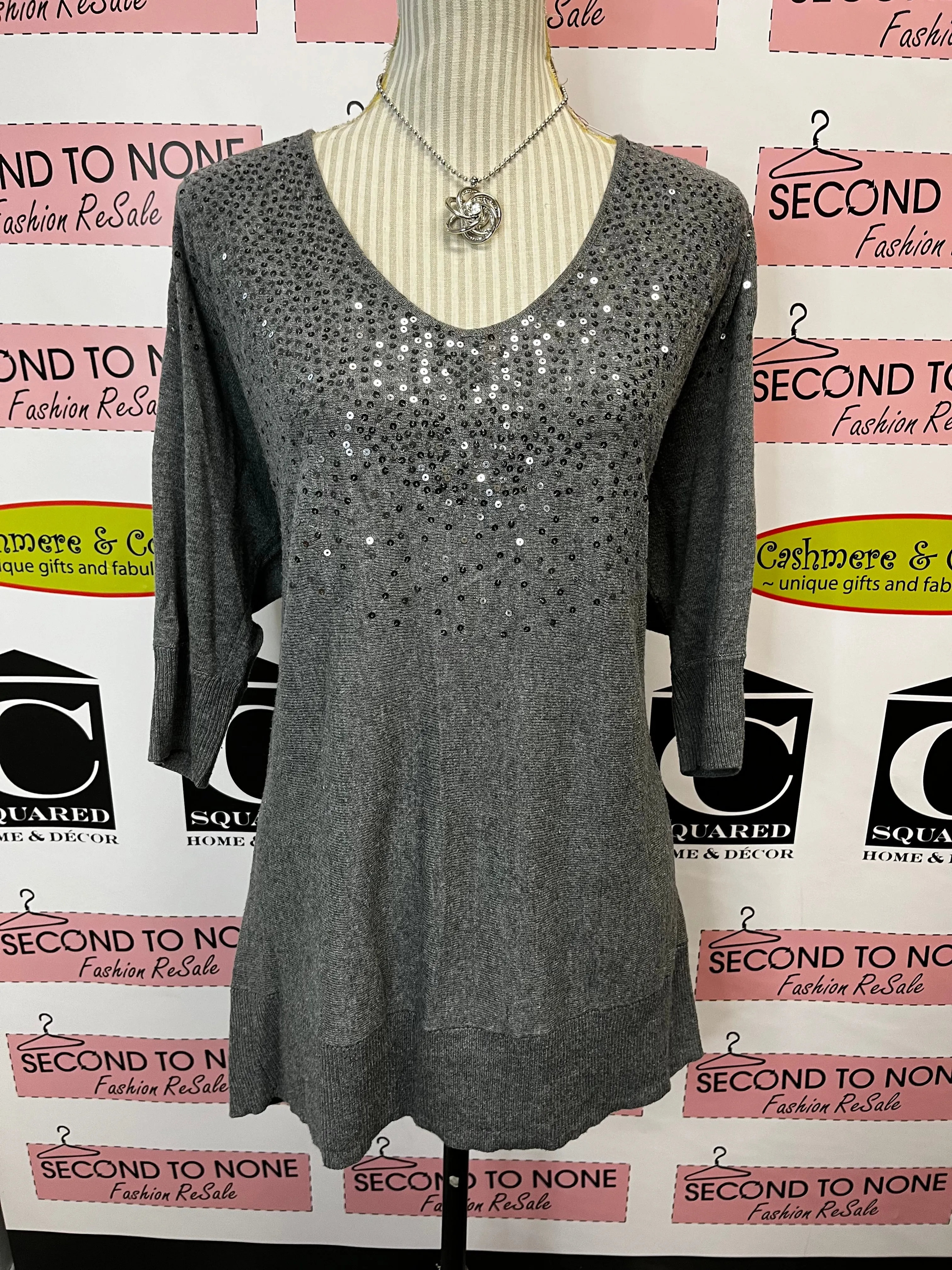 ELLE Sequin Batwing Top (Size L)