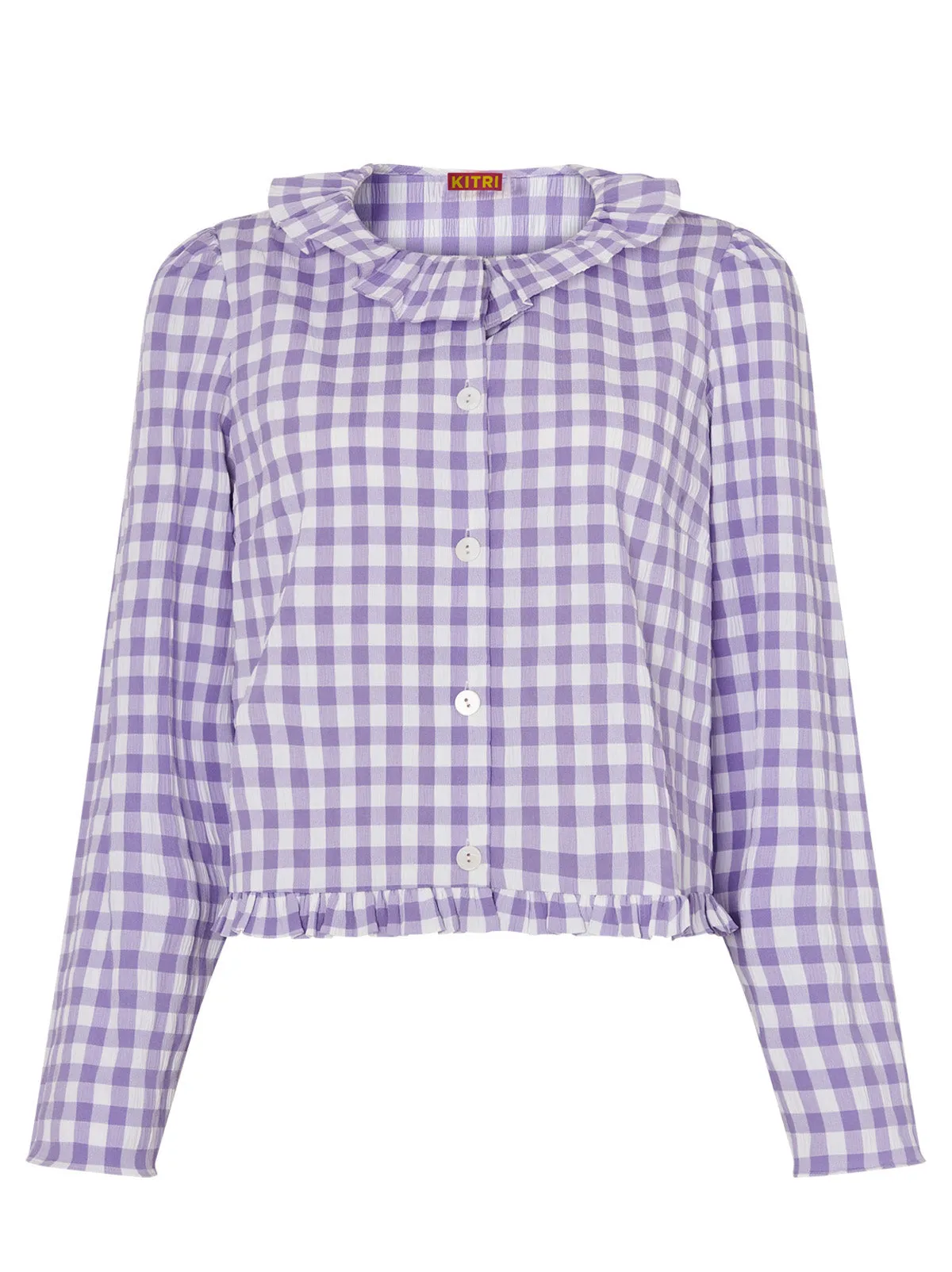 Everly Lilac Check Seersucker Top