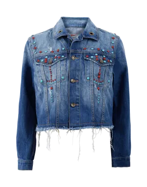 Fray Denim Embroidered Jacket