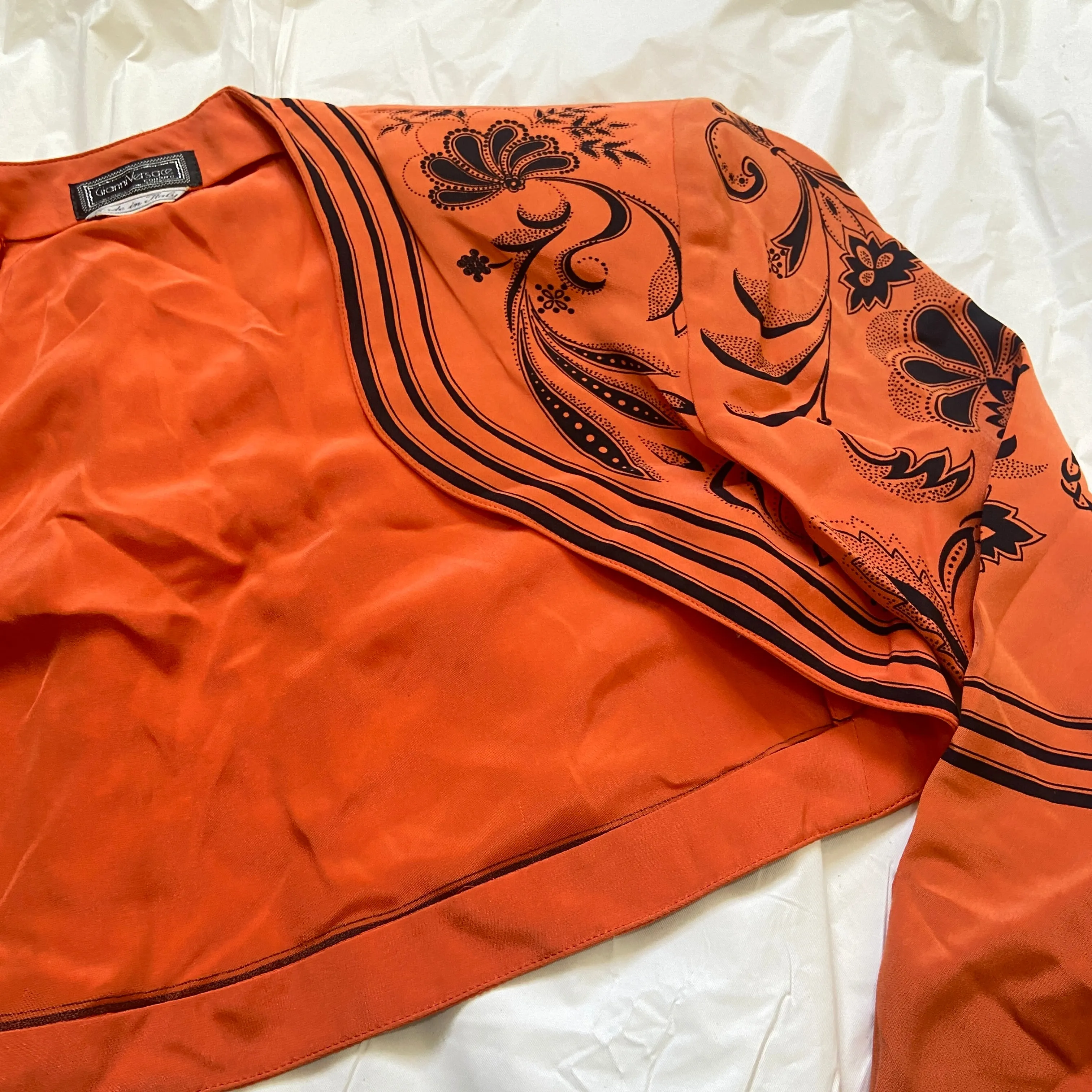 Gianni Versace 1989 orange cropped silk jacket 44