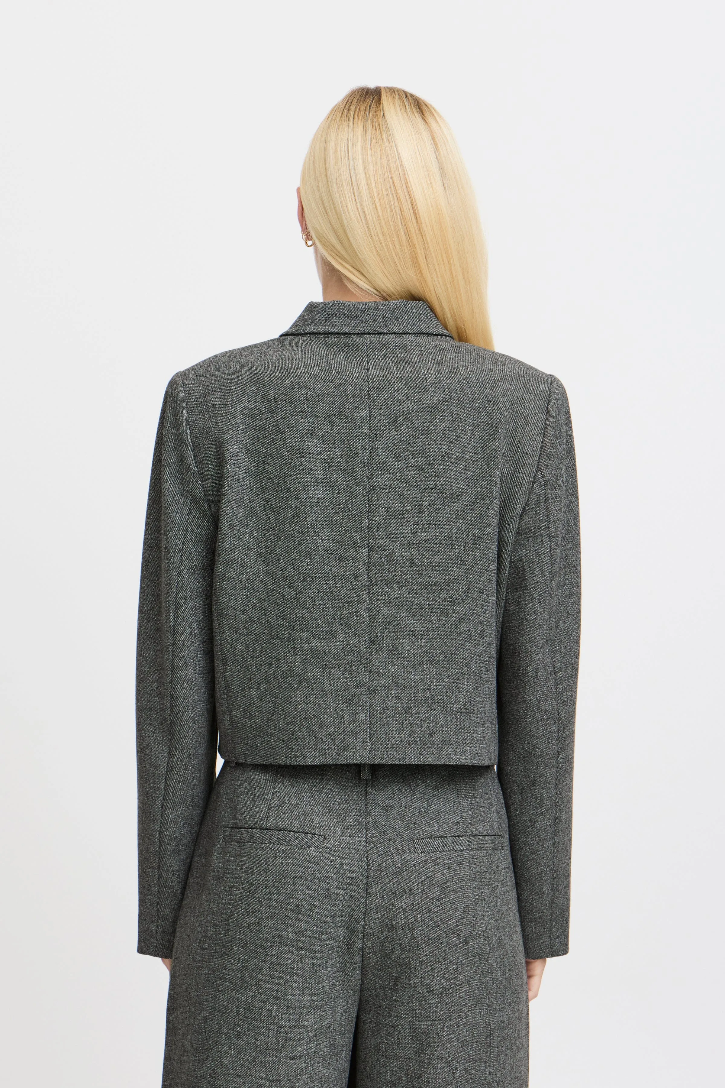 GREY CROP BLAZER