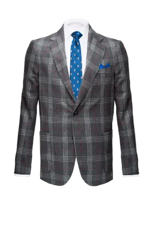 Grey Prince of Wales & Burgundy Windowpane
