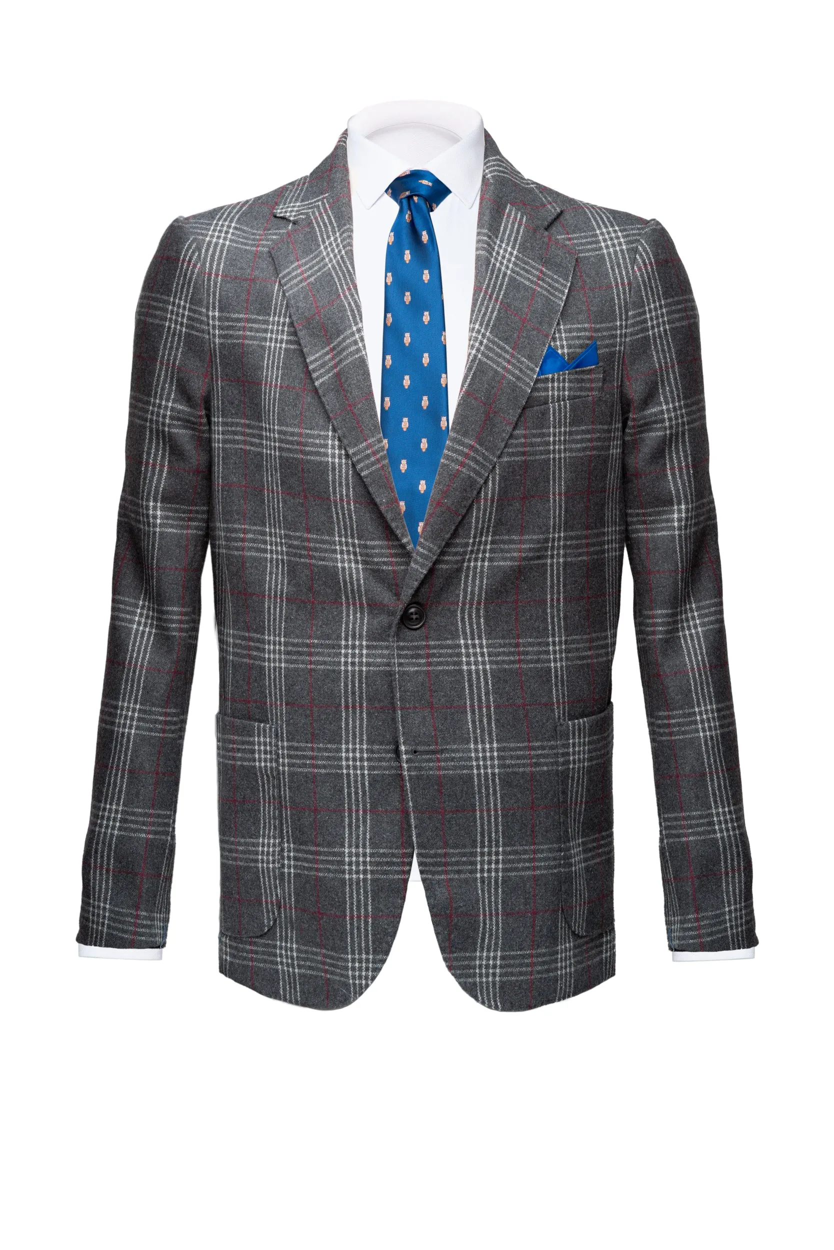 Grey Prince of Wales & Burgundy Windowpane