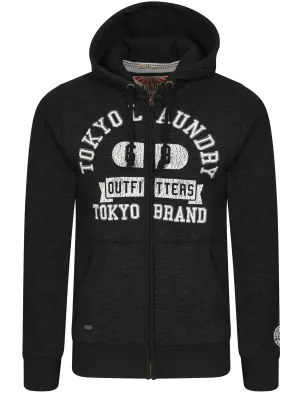Hotchkiss Zip Through Slub Hoodie in Black Grindle - Tokyo Laundry