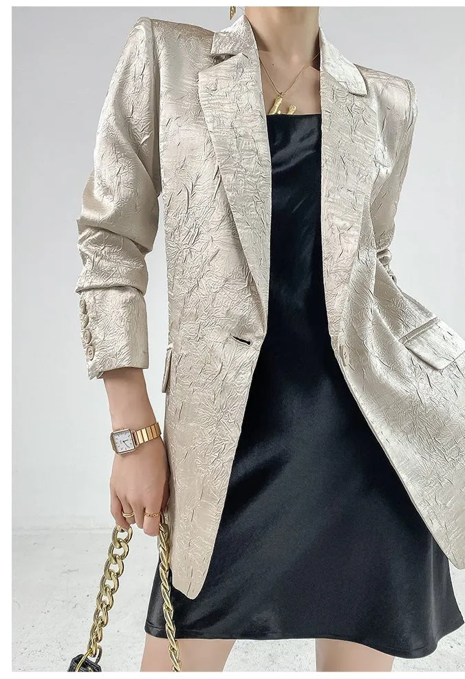 Huanzi high end designer high-quality satin jacquard suit jacket blazer - Nibi
