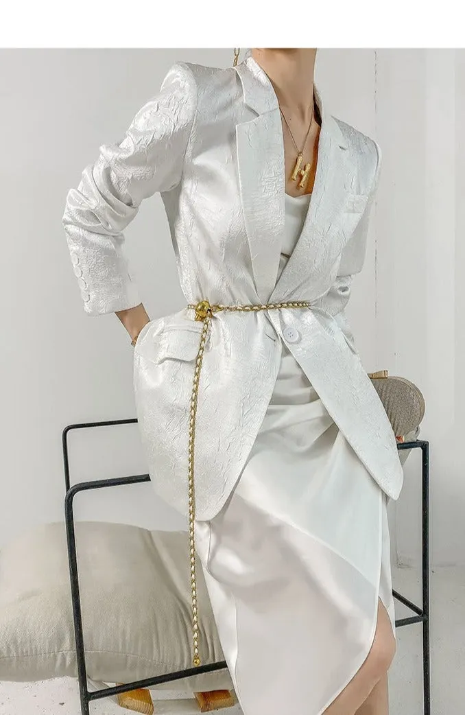 Huanzi high end designer high-quality satin jacquard suit jacket blazer - Nibi