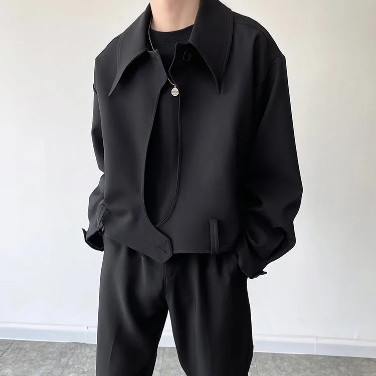 Irregular Placket Cropped Jacket
