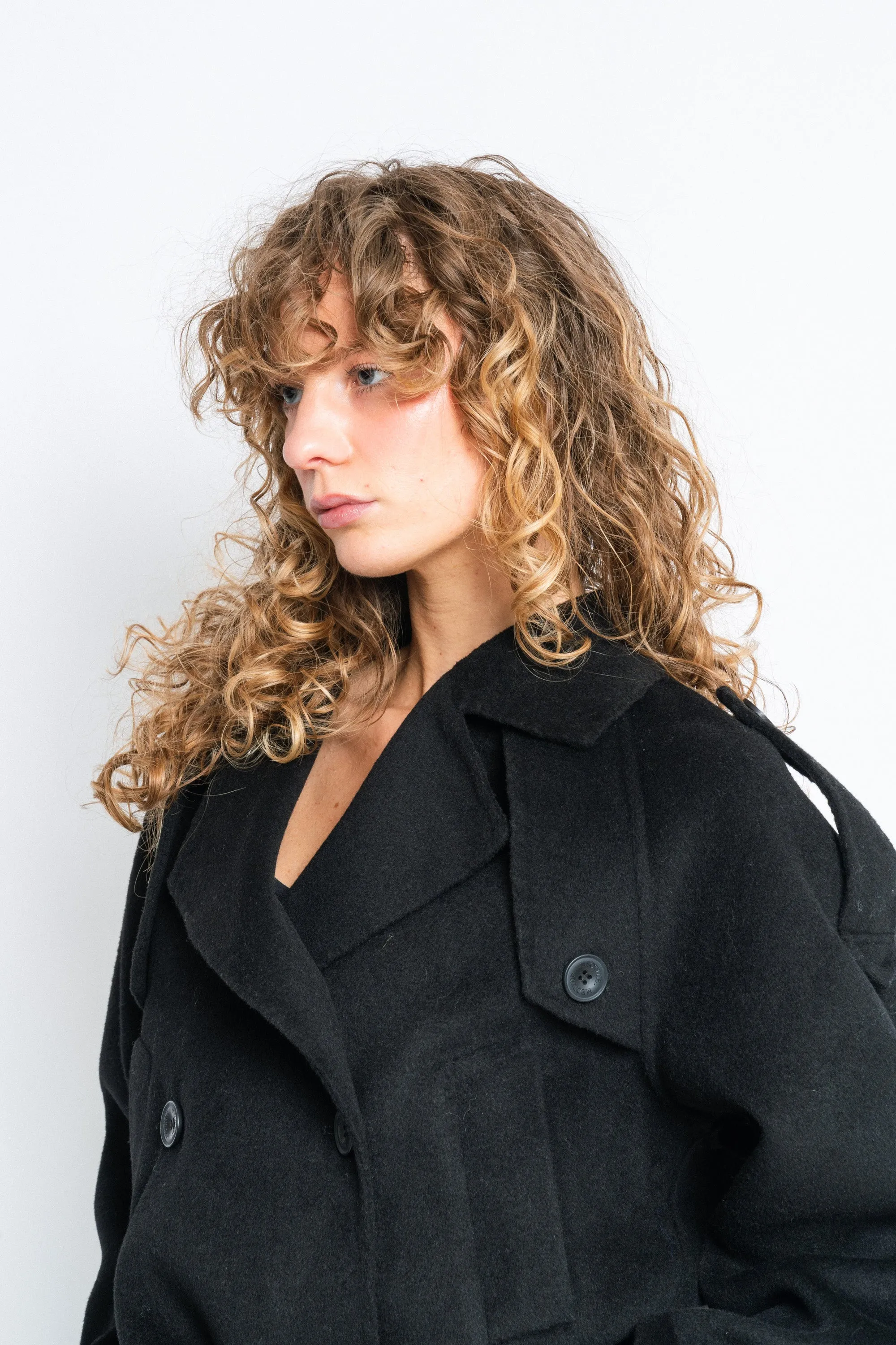 John Wool Trench Jacket - Black