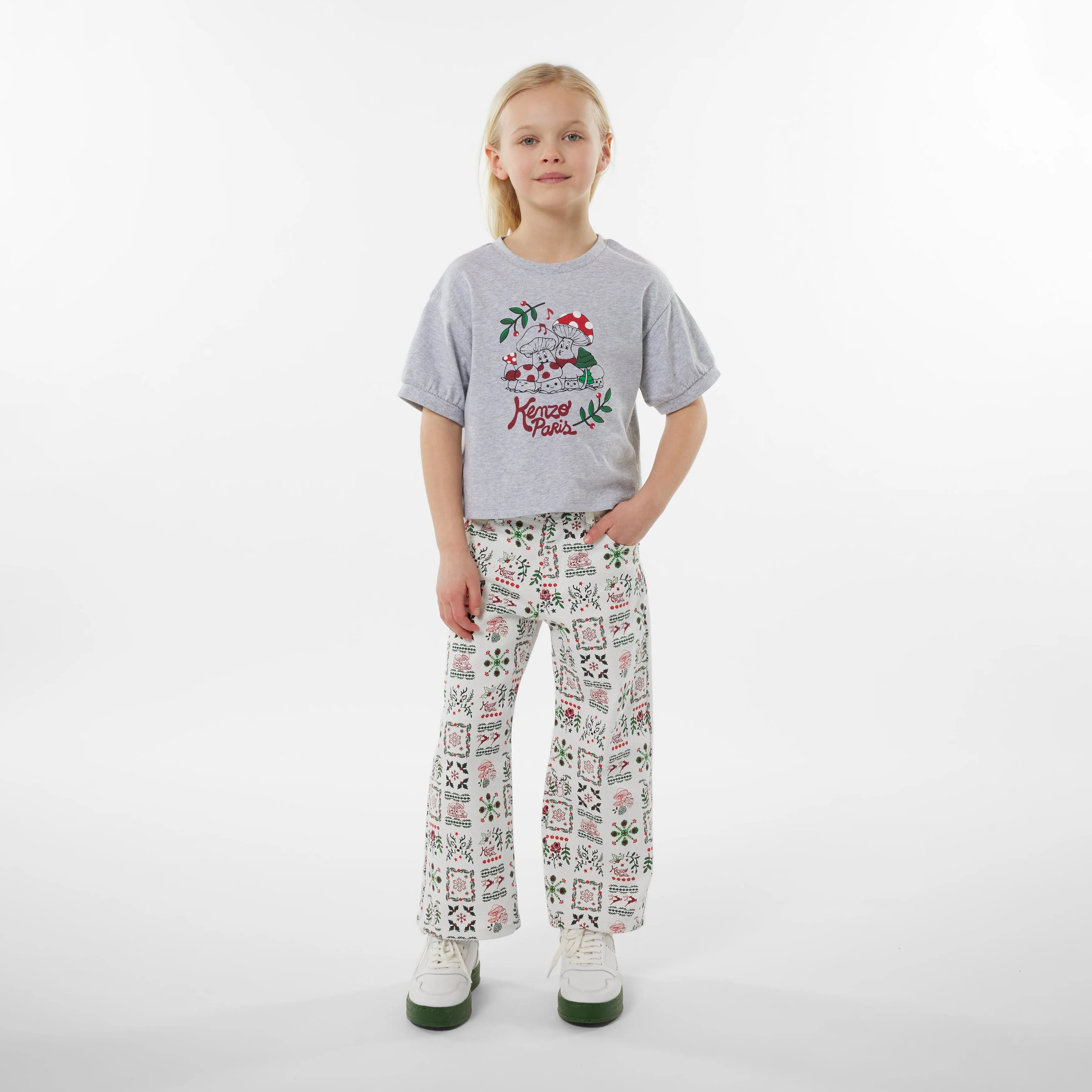 KENZO Girls Cropped T-Shirt in Grey