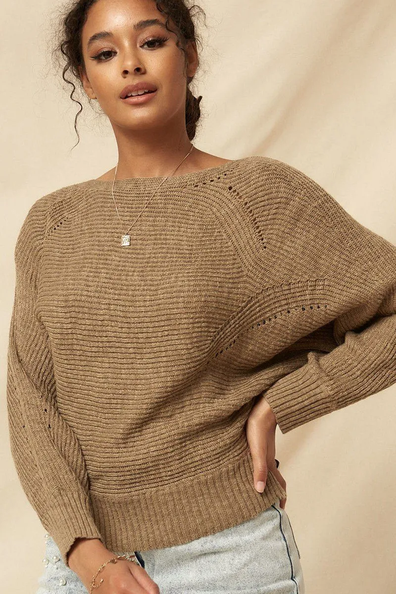 Khaki Ribbed Knit Sweater