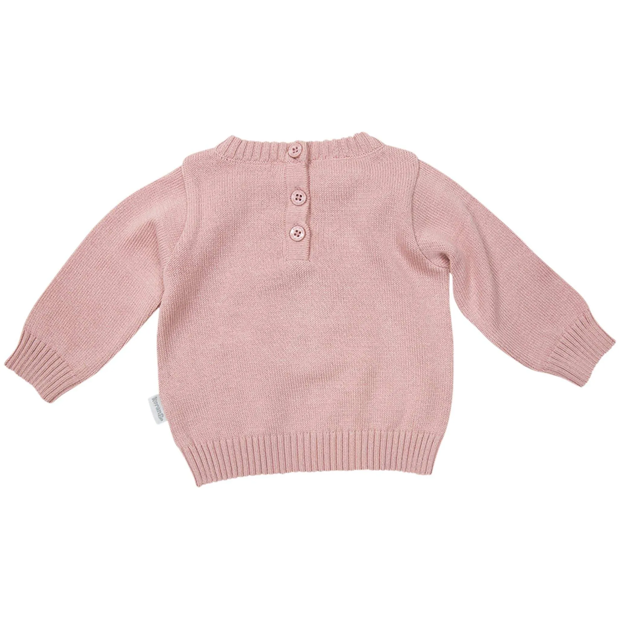 Knit Sweater with Kangaroo Applique Pink