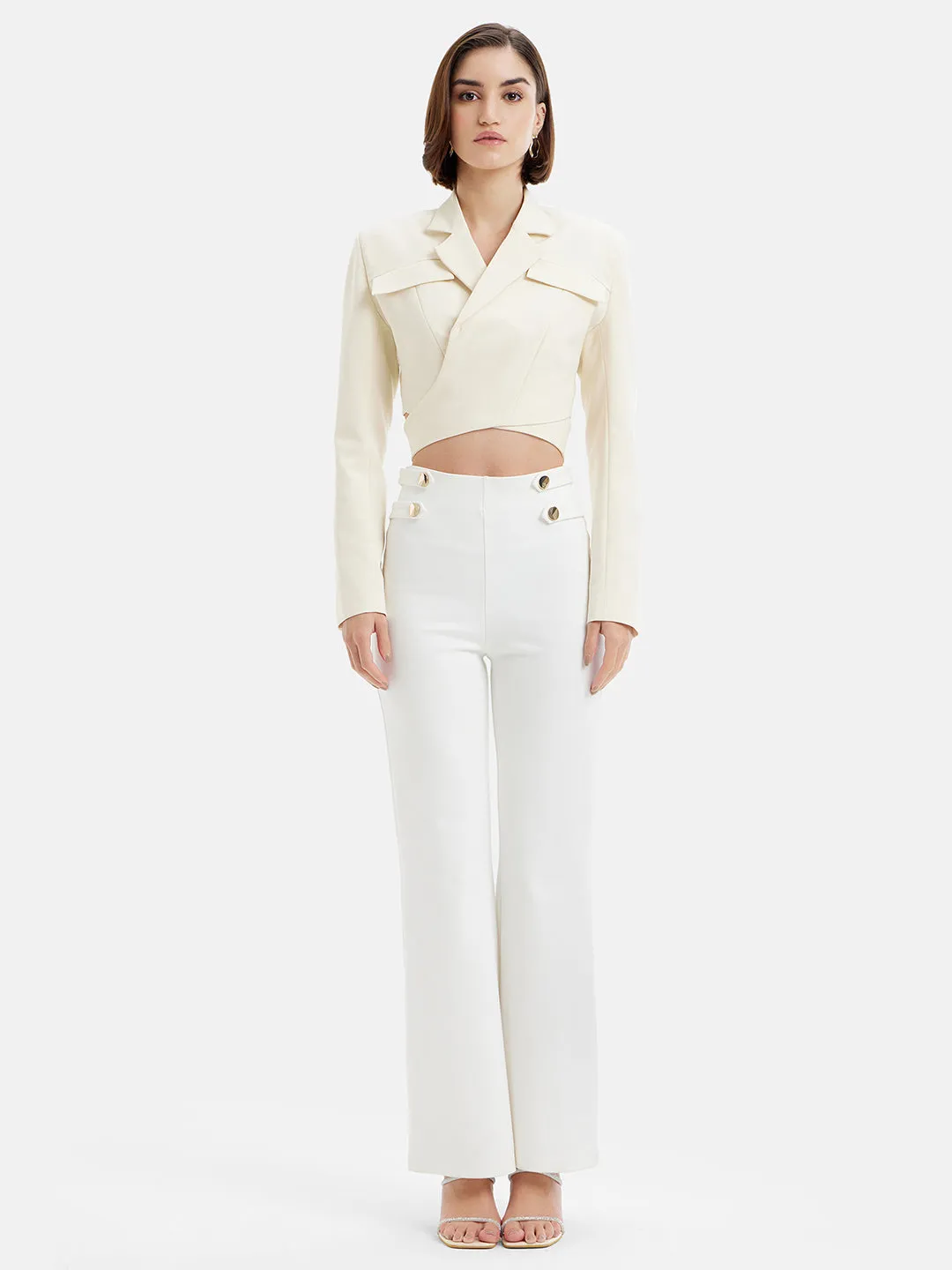 Knotch Collar Blazer With Back Knot Detail