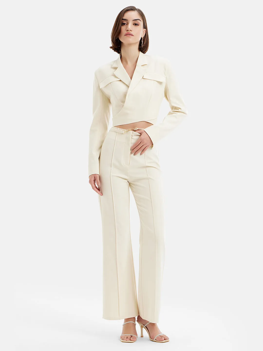 Knotch Collar Blazer With Back Knot Detail