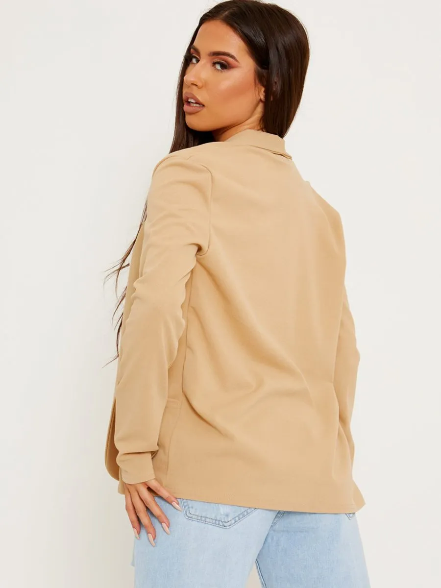 Kris Textured Open Blazer In Stone