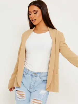 Kris Textured Open Blazer In Stone