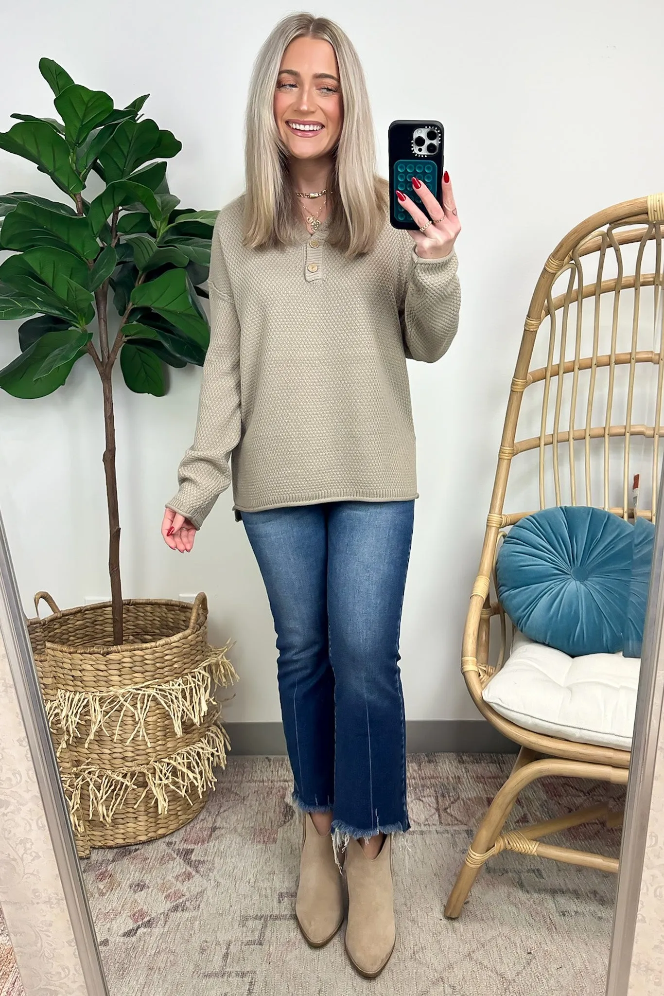 Kyrie Button Henley Knit Sweater