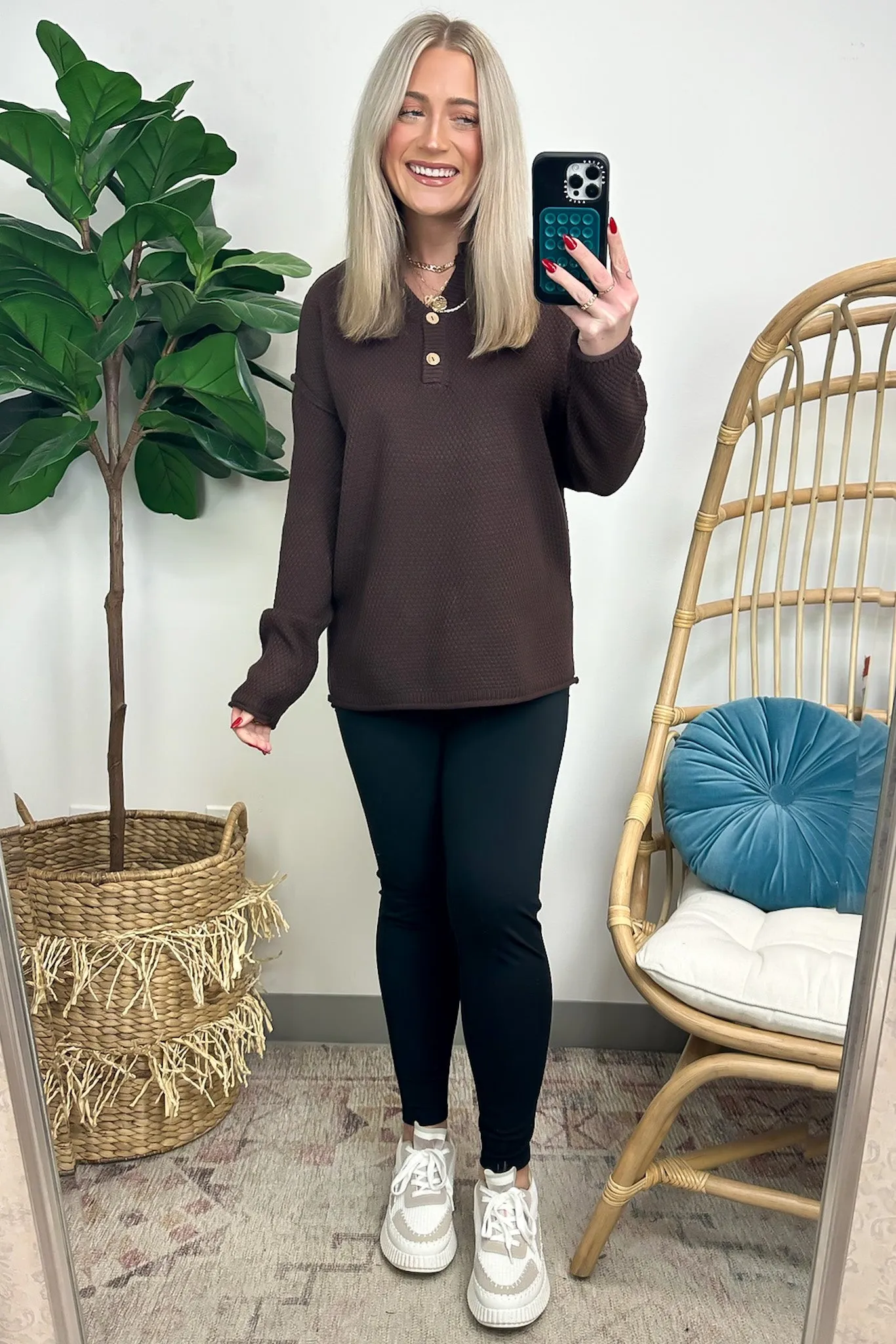 Kyrie Button Henley Knit Sweater