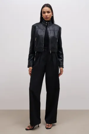 Leather Biker Jacket - Black