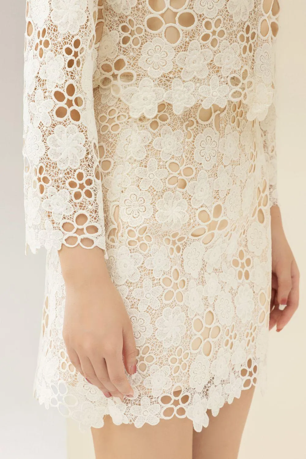 Maria Cropped Collared Neck Lace Shirt