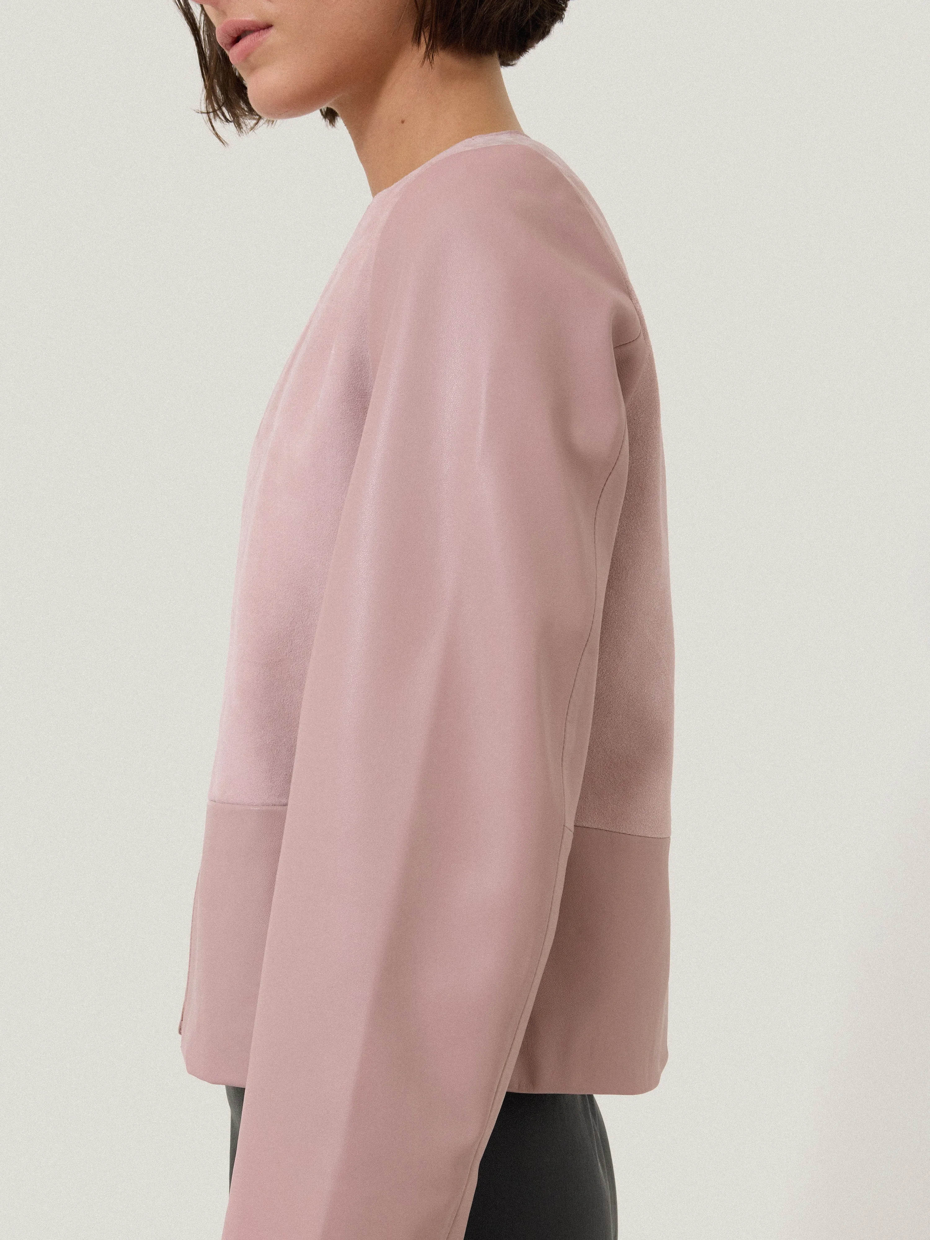 Nakoa Leather Mix Jacket | Pink