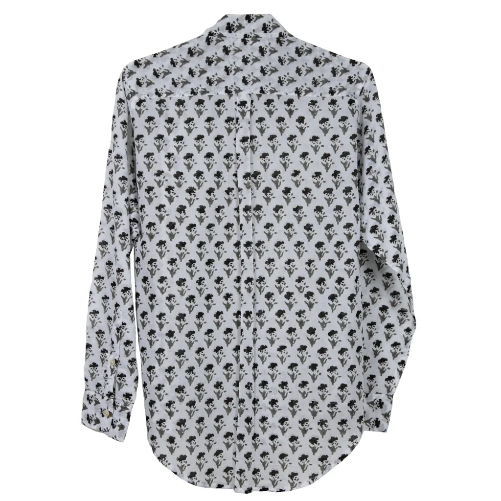Nina Button Down Shirt - Black/Grey