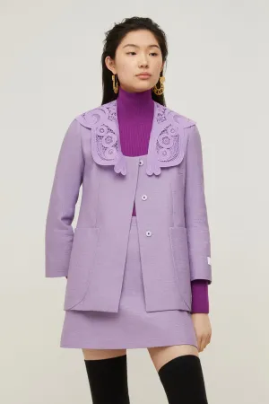 Organic tweed jacket with guipure collar