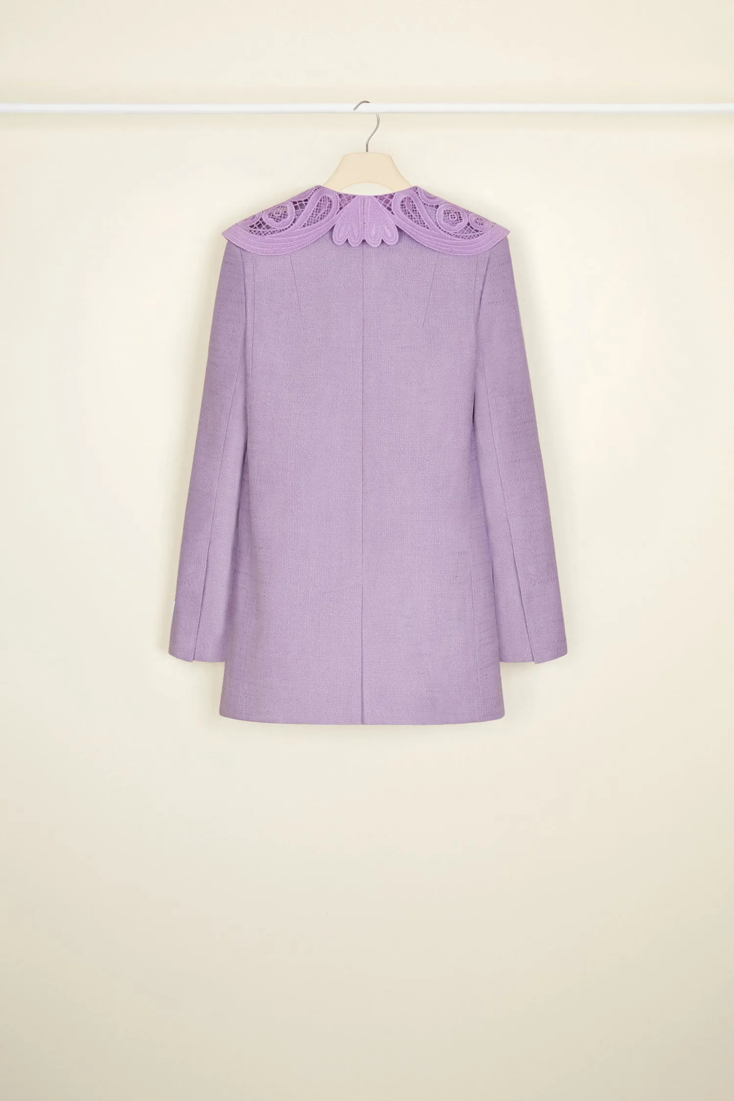 Organic tweed jacket with guipure collar