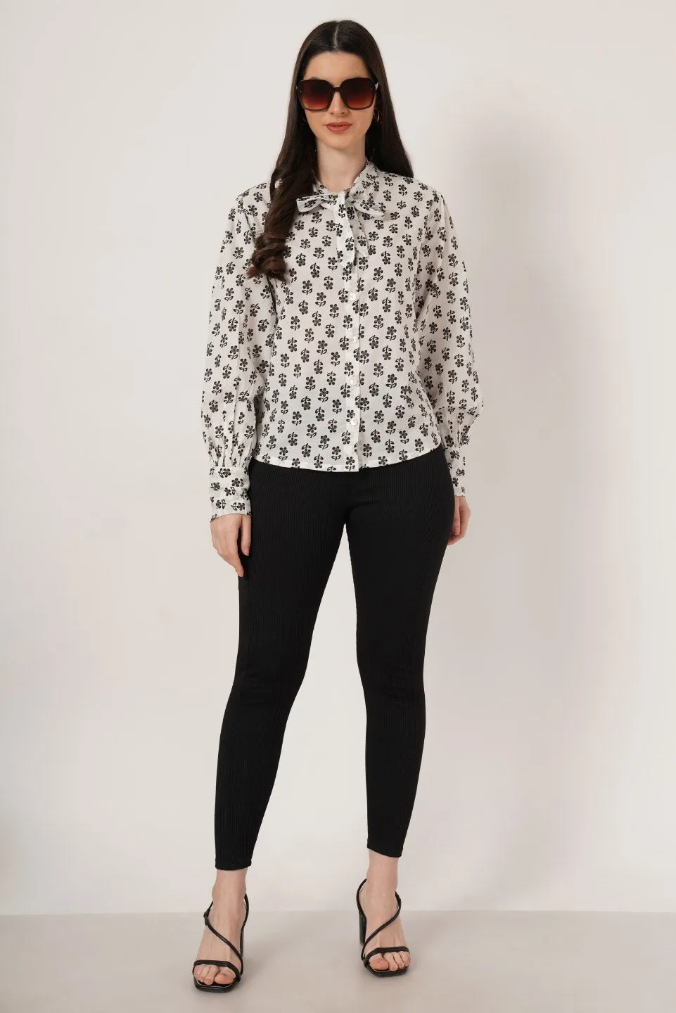 Pure Cotton Floral Print Regular Shirt For Women