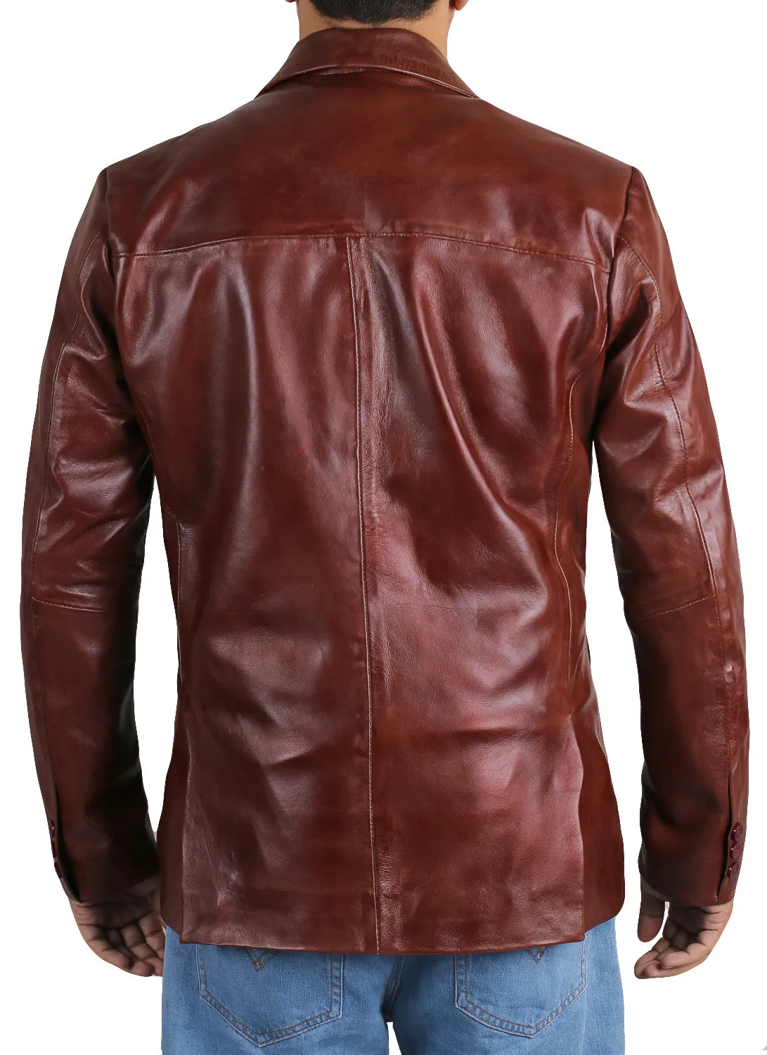 Qelira Brown Leather Blazer
