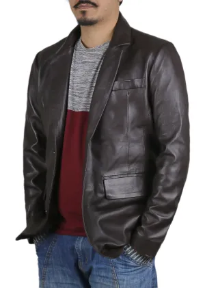Qelira Brown Leather Blazer