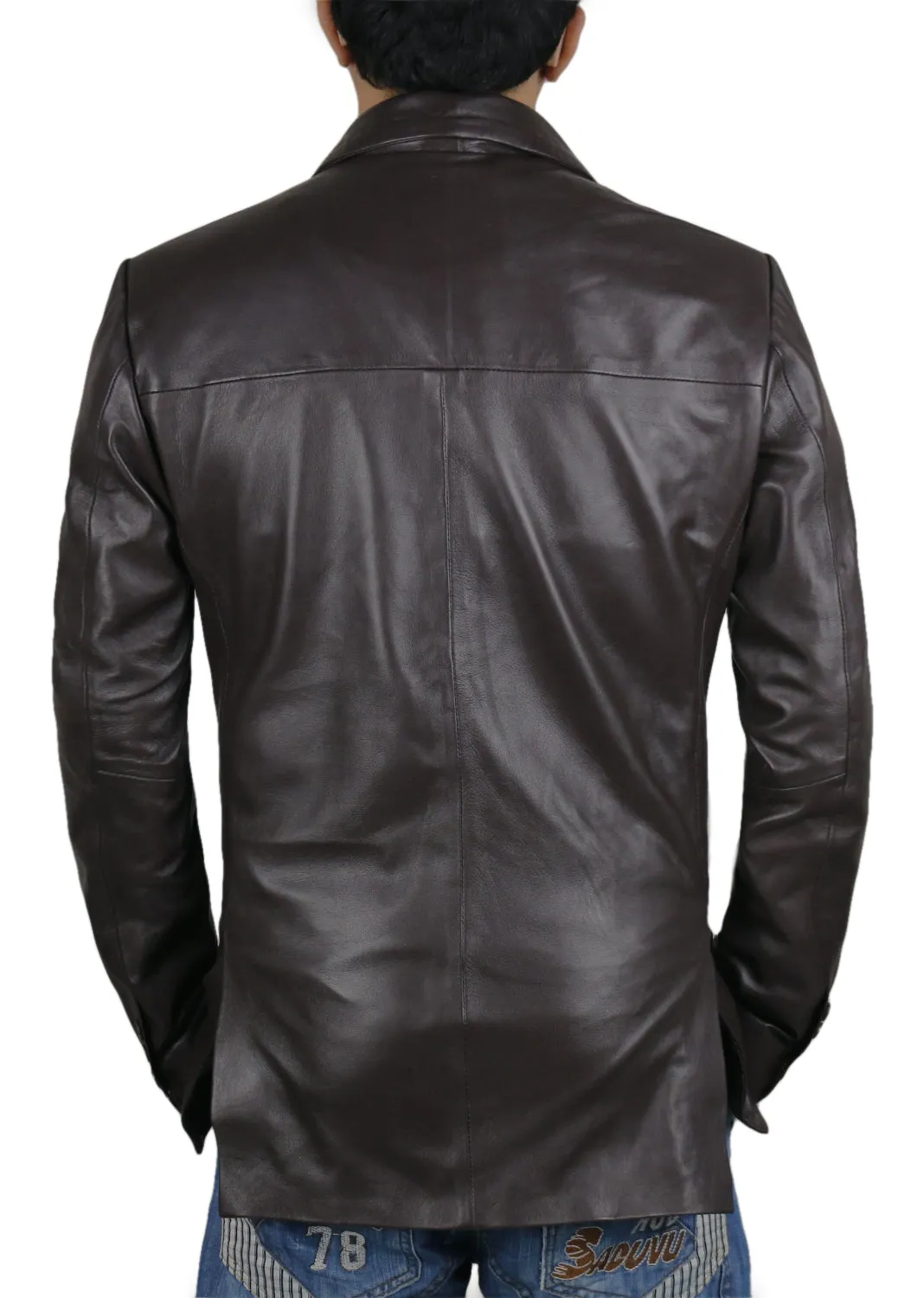 Qelira Brown Leather Blazer