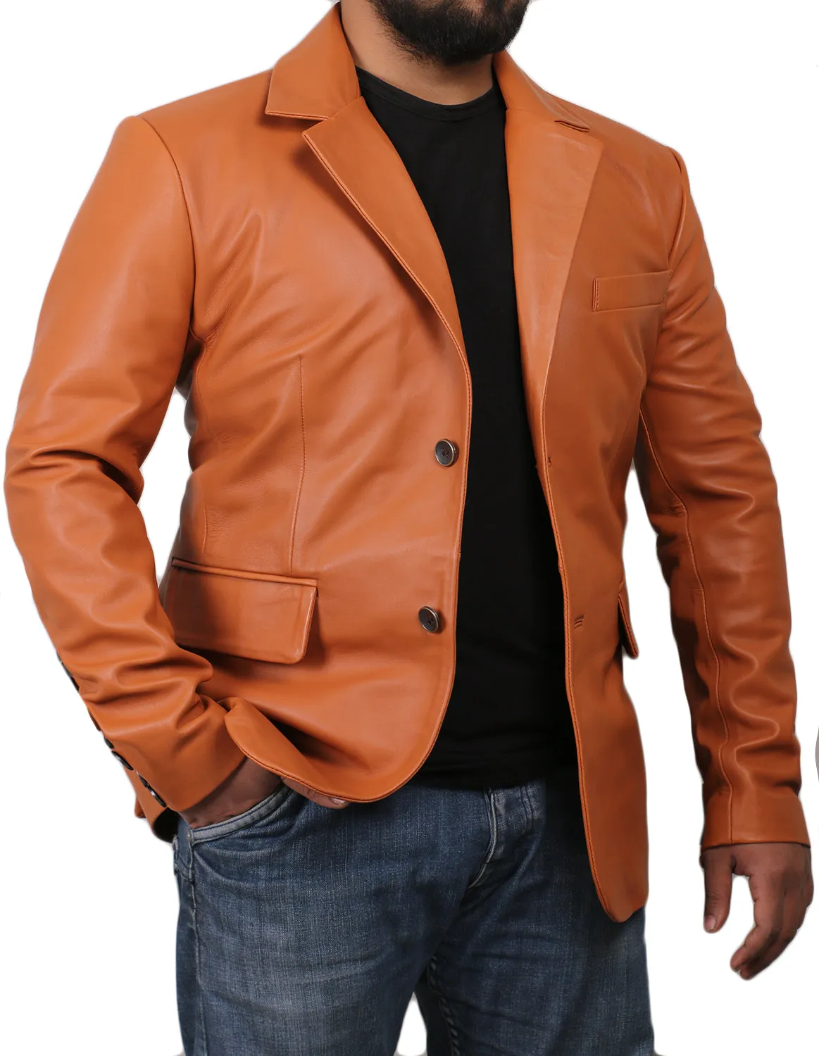 Qelira Brown Leather Blazer
