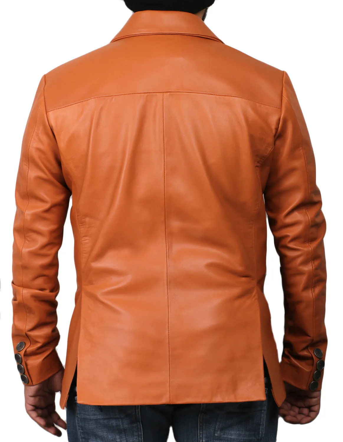 Qelira Brown Leather Blazer