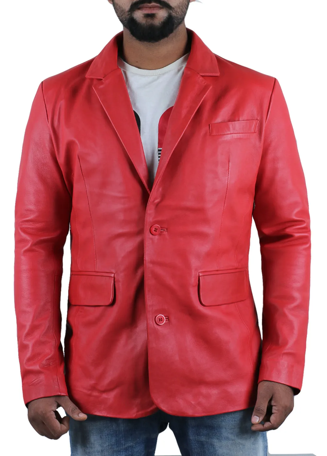 Qelira Brown Leather Blazer