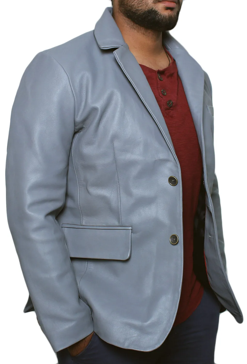 Qelira Brown Leather Blazer