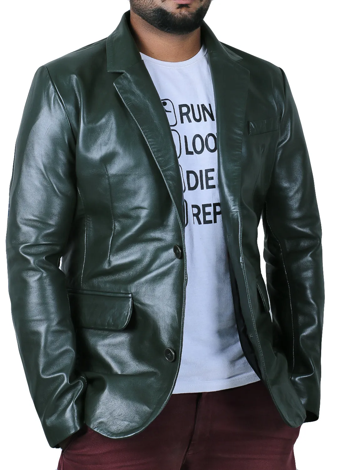 Qelira Brown Leather Blazer