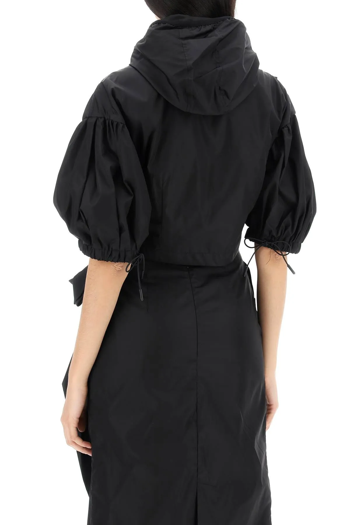 "cropped jacket with rose detailing"