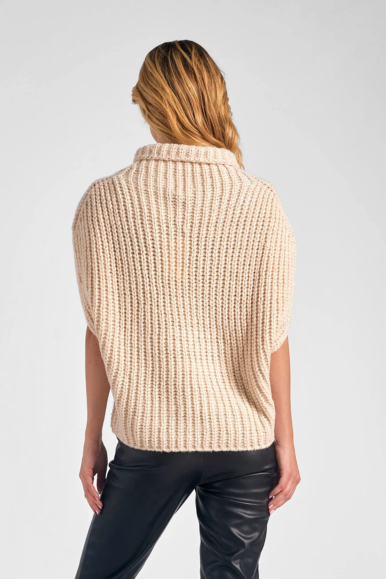 Short-Sleeve Turtleneck Sweater