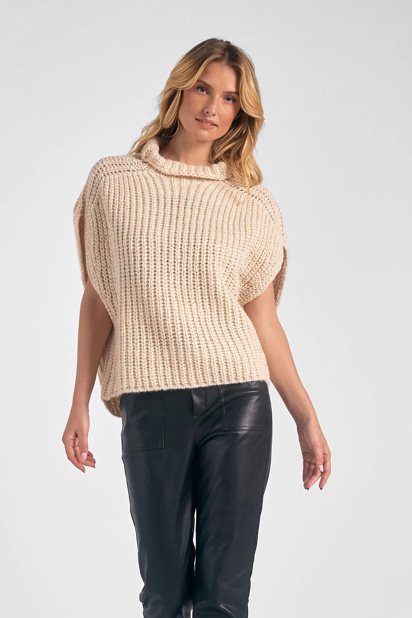 Short-Sleeve Turtleneck Sweater