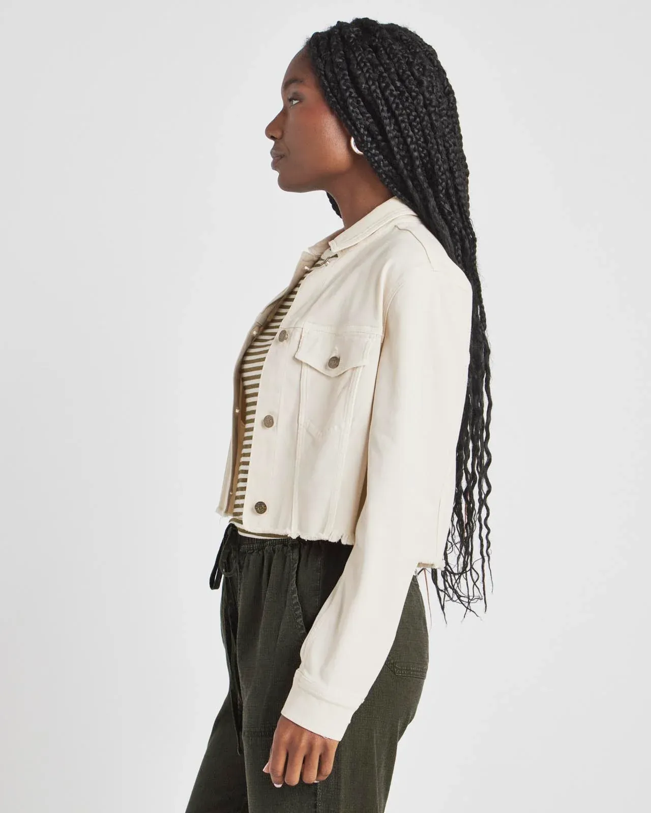 Splendid Mavis Cropped Jacket in Moonstone