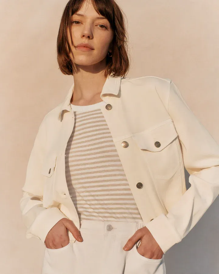 Splendid Mavis Cropped Jacket in Moonstone