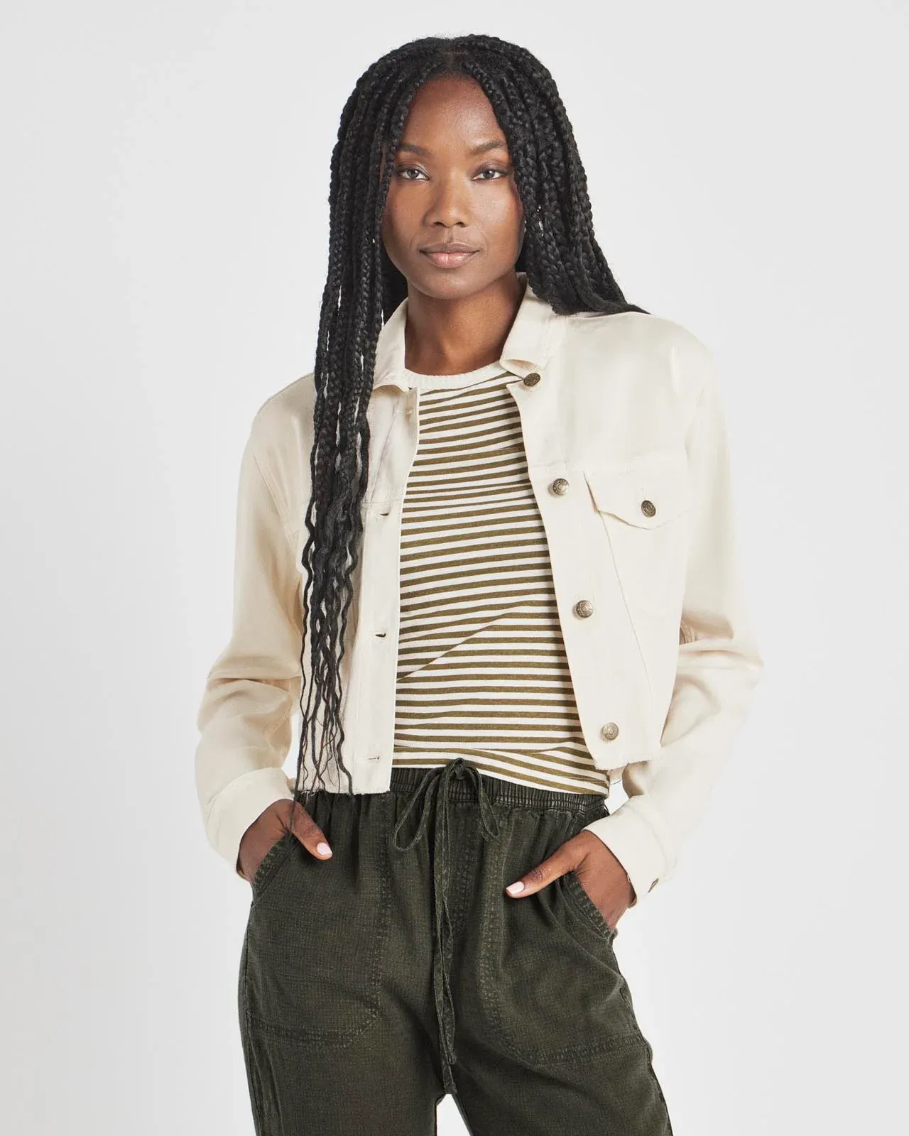 Splendid Mavis Cropped Jacket in Moonstone