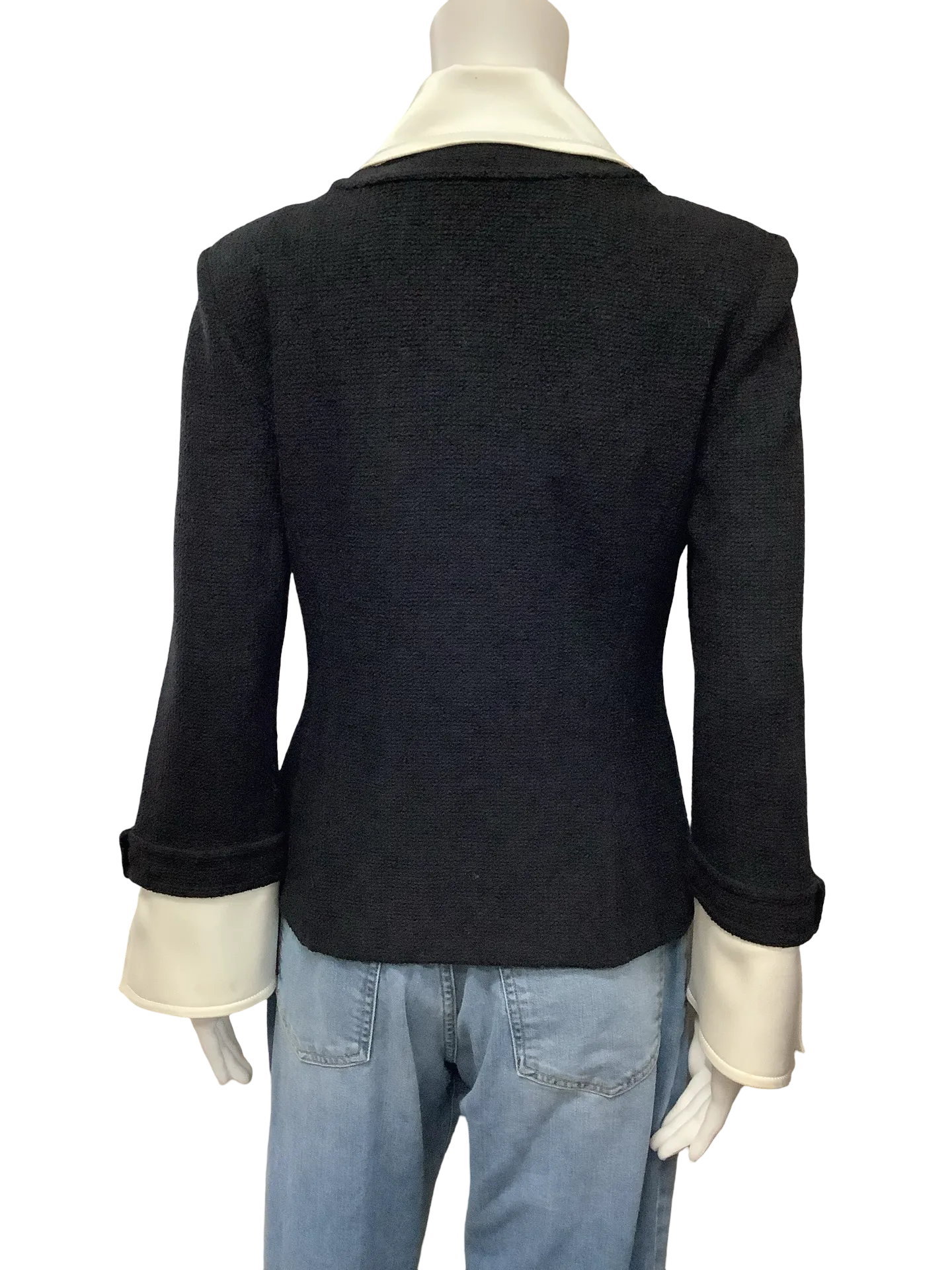 St. John Jacket Short Button Up Collar Black Size: 6