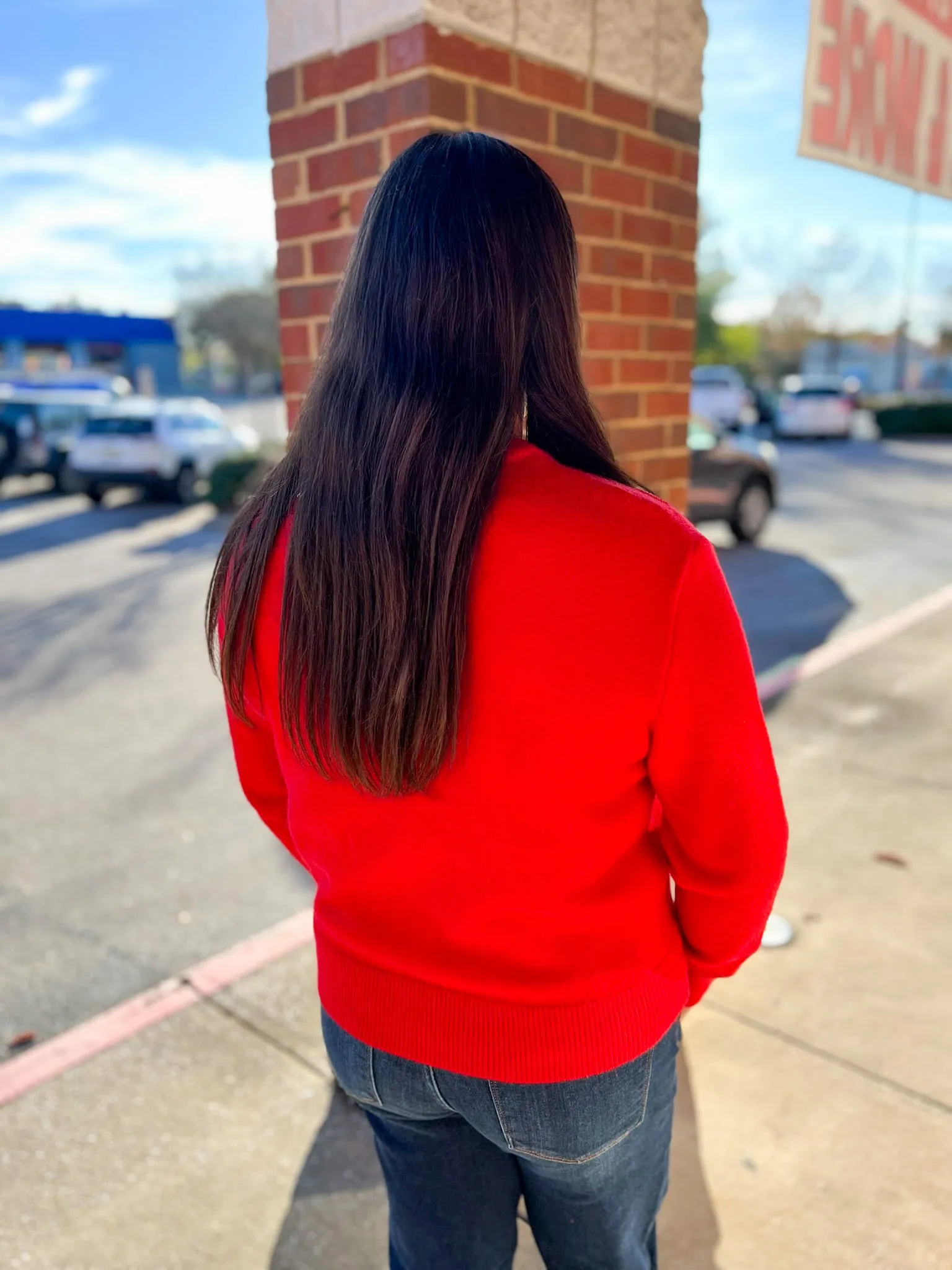 That Festive Feeling Red Sweater with Red Sequin Bows