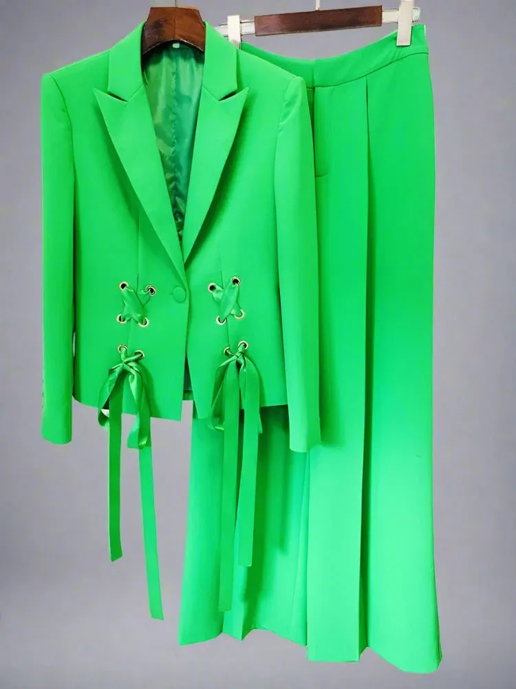 Trend4us Women’s Formal Blazer and Wide-Leg Pant Set