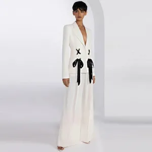Trend4us Women’s Formal Blazer and Wide-Leg Pant Set